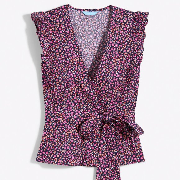 Draper James Sheryl Wrap Top in Ditsy Poppy - Picture 3 of 4